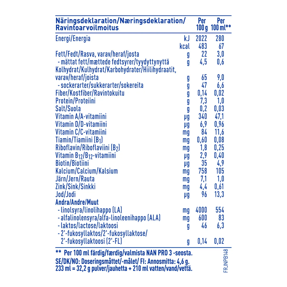 Nestlé NAN PRO 3,  Pikkulasten maitojuoma, 800g, alkaen 12 kk
