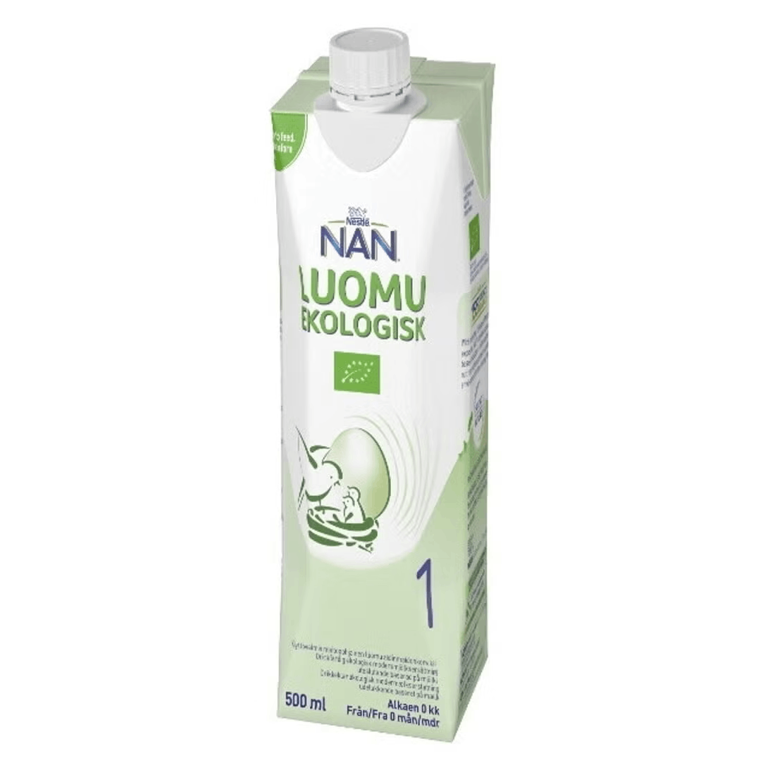 Nestlé NAN LUOMU 1 Käyttövalmis maitopohjainen luomu äidinmaidonkorvike, 500 ml, alkaen 0 kk