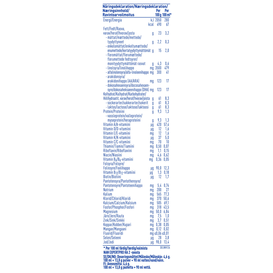 Nestlé NAN EXPERTPRO HA 2 - Jauhemainen Vieroitusvalmiste 800 g, alkaen 6 kk